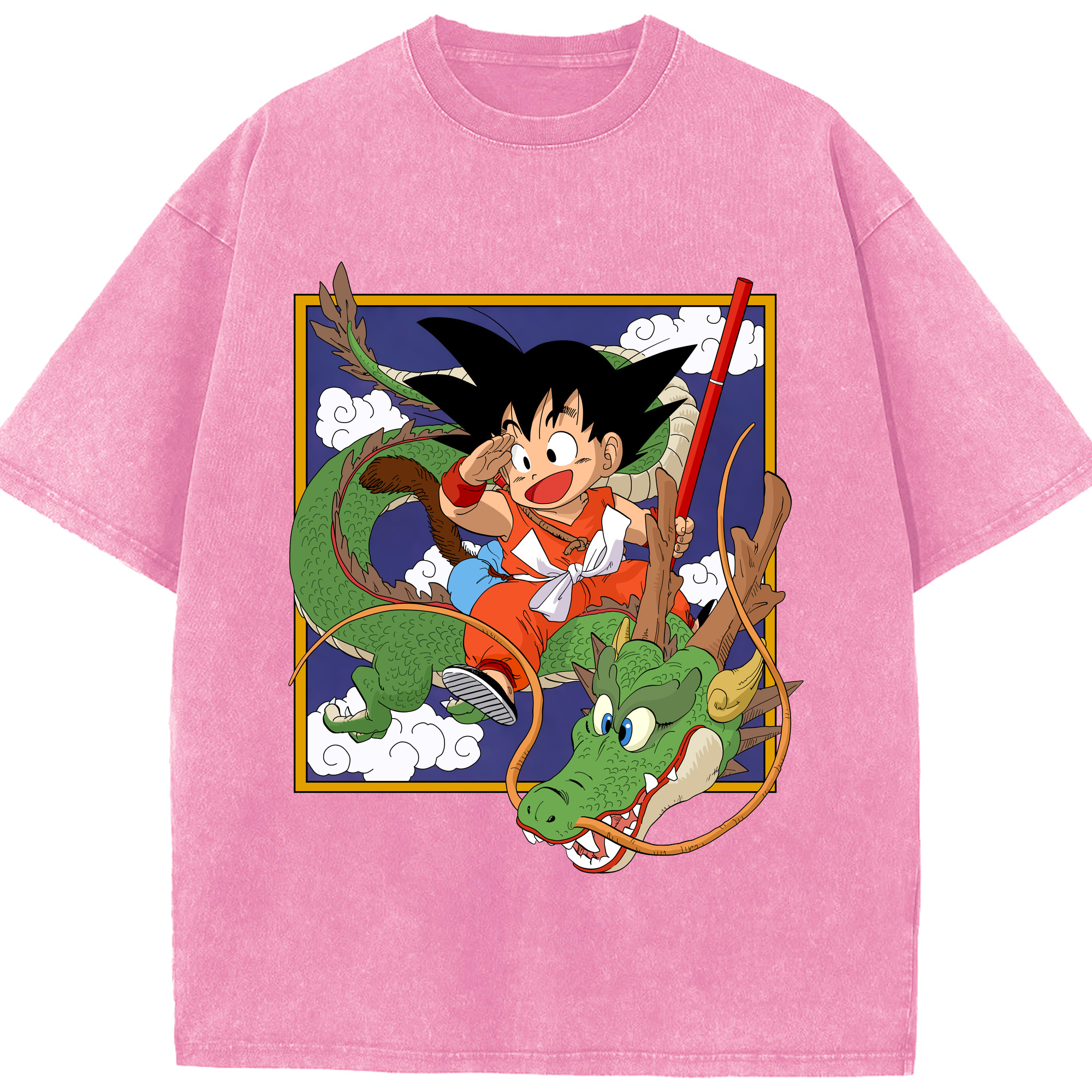 （画像用） ドラゴンボール 孫悟空（そん ごくう）Son Goku カカロット DRAGON BALL Kakarotto 綿100% ヴィンテージ風 半袖Tシャツ（フロントプリント）